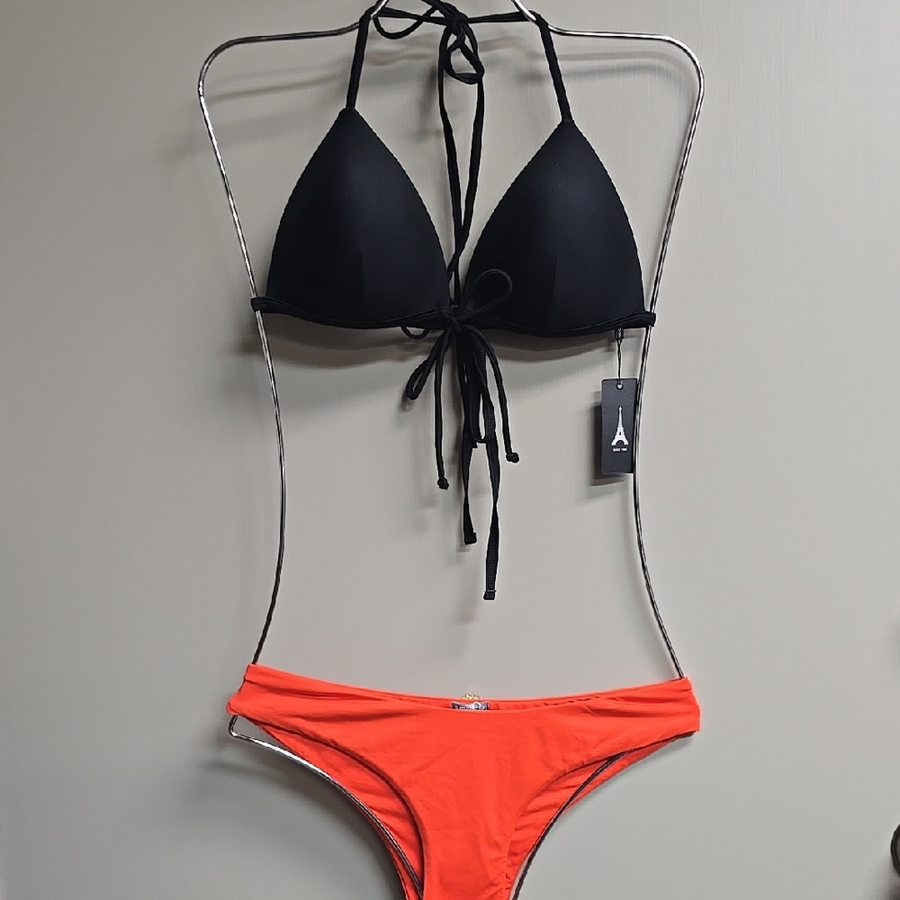 Black and Orange Women's Bikini Set